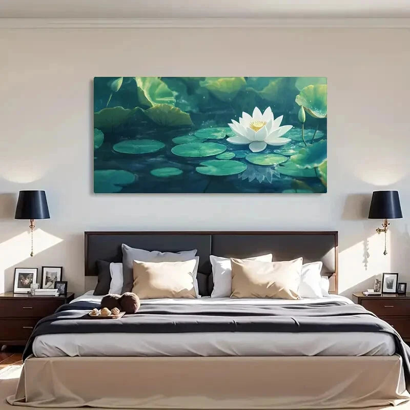 Serene Water Lily Modern Décor Wall Art Canvas Office Home Room Framed 120x60cm - Bella Home Decor