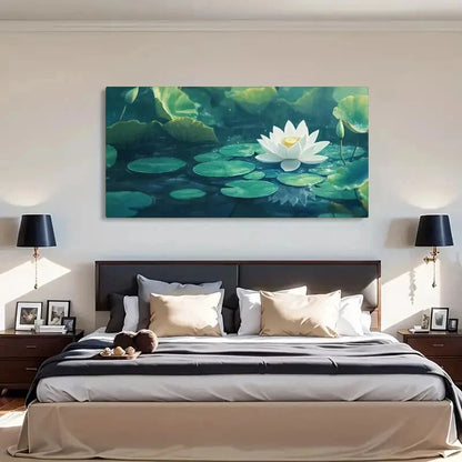 Serene Water Lily Modern Décor Wall Art Canvas Office Home Room Framed 120x60cm - Bella Home Decor