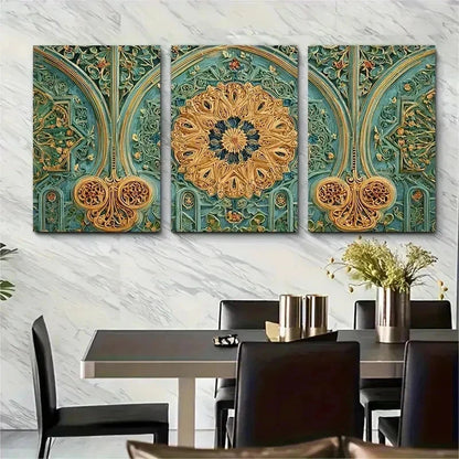 3pcs Vintage Moroccan Aesthetic Vibrant Perfect Wall Art Set Canvas Framed 50x70cm - High Quality Print 100% Australian Made Wall Canvas Ready to Hang