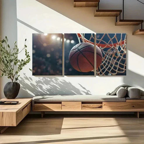 3pcs Basketball Hoop Sports Room Wall Art Set Canvas Unframed - High Quality Print 100% Australian Made Wall Canvas - Bella Home Decor