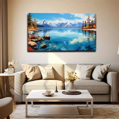 The Distant Snow Mountains Wall Art Canvas Office Home Room Framed 120x60cm