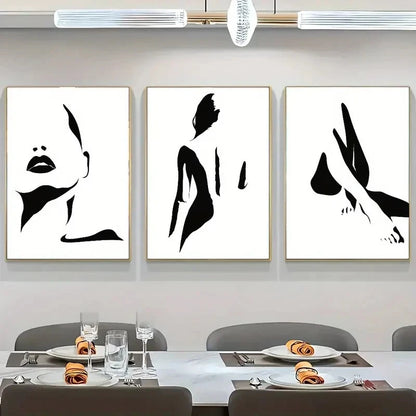 3pcs Abstract Art Fashion Women Poster Metal Print Ready to Hang Art