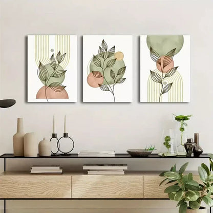 3pcs Boho Botanical Leaves Art with Golden Wall Art Set Canvas Unframed - High Quality Print 100% Australian Made Wall Canvas