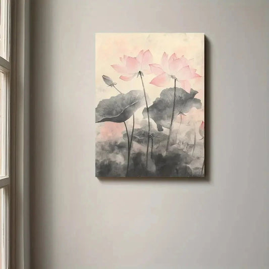 Beautiful Minimalist Watercolor Lotus Flower 40x60cm Metal Print Ready to Hang