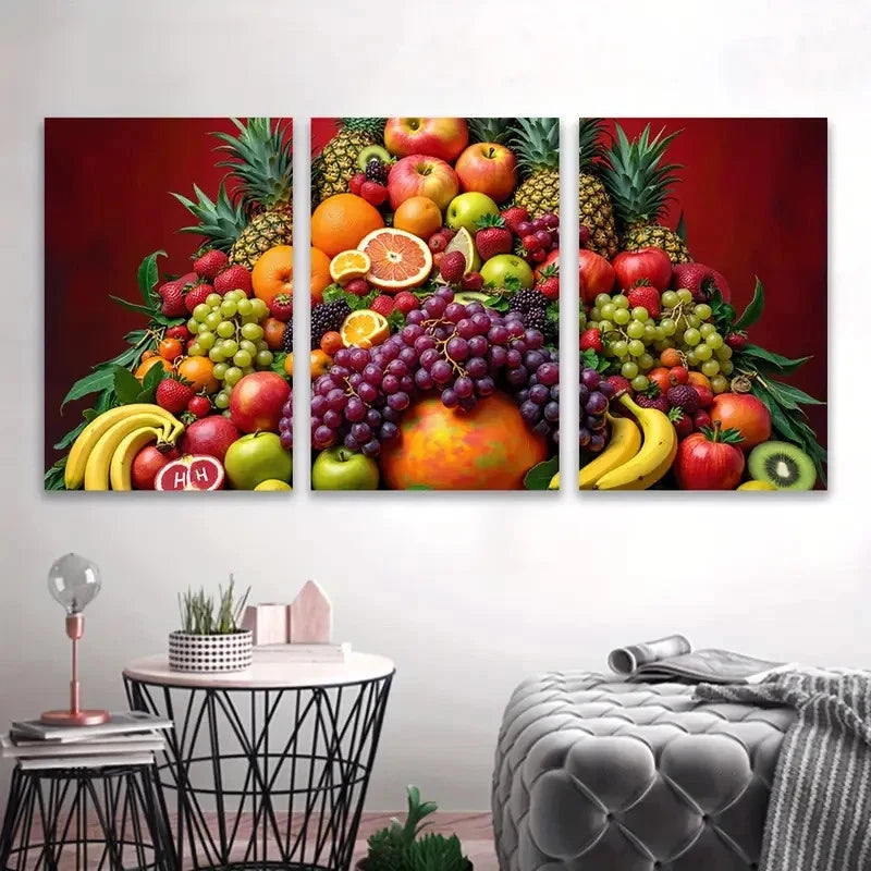 3pcs Colorful Fruit Still Life Wall Art Set Canvas Framed 60x90cm - High Quality Print 100% Australian Made Wall Canvas Ready to Hang - Bella Home Decor