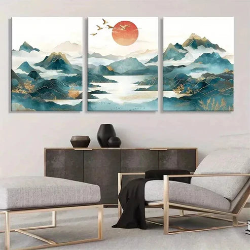 3pcs Elegant Mountain Landscape Serene Perfect Wall Art Canvas Unframed - High Quality Print 100% Australian Made Wall Canvas