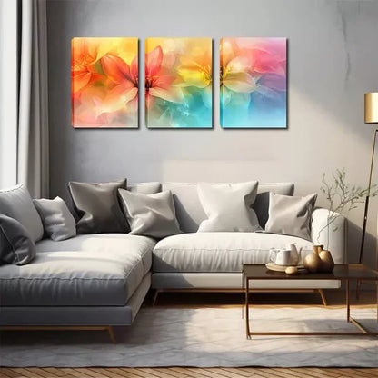3pcs Attractive Decorations, Hazy Lilies Wall Art Set Canvas Framed 60x90cm - High Quality Print 100% Australian Made Wall Canvas Ready to Hang - Bella Home Decor