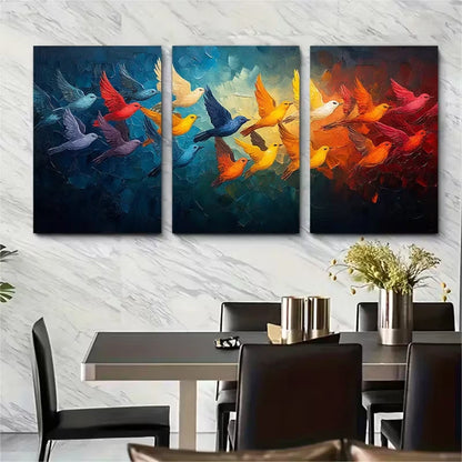 3pcs , Elegant Flock of Birds Metal Print Ready to Hang Art - Bella Home Decor
