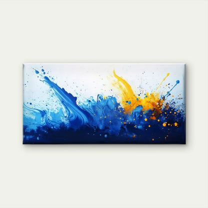 Vibrant Blue & Orange Dynamic Wall Art Canvas Office Home Room Framed 120x60cm