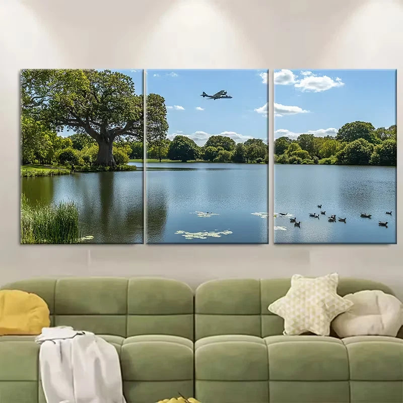 3pcs Ravenscourt Plane & Baobab Tree Metal Print Ready to Hang Art