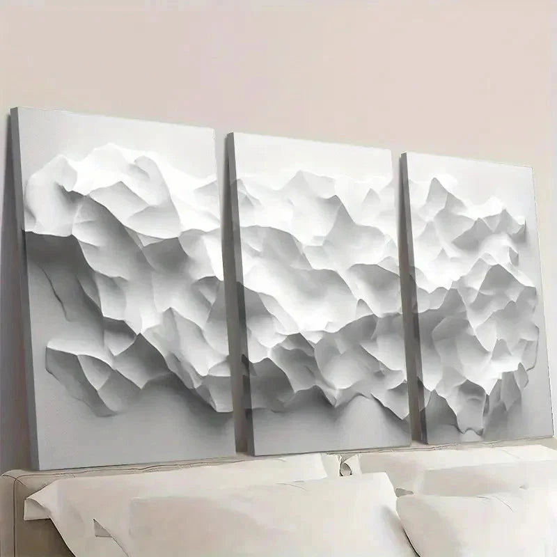 3pcs Abstract Geometric White Polygons on Li    Wall Art Set Canvas Framed 60x90cm - High Quality Print 100% Australian Made Wall Canvas Ready to Hang - Bella Home Decor