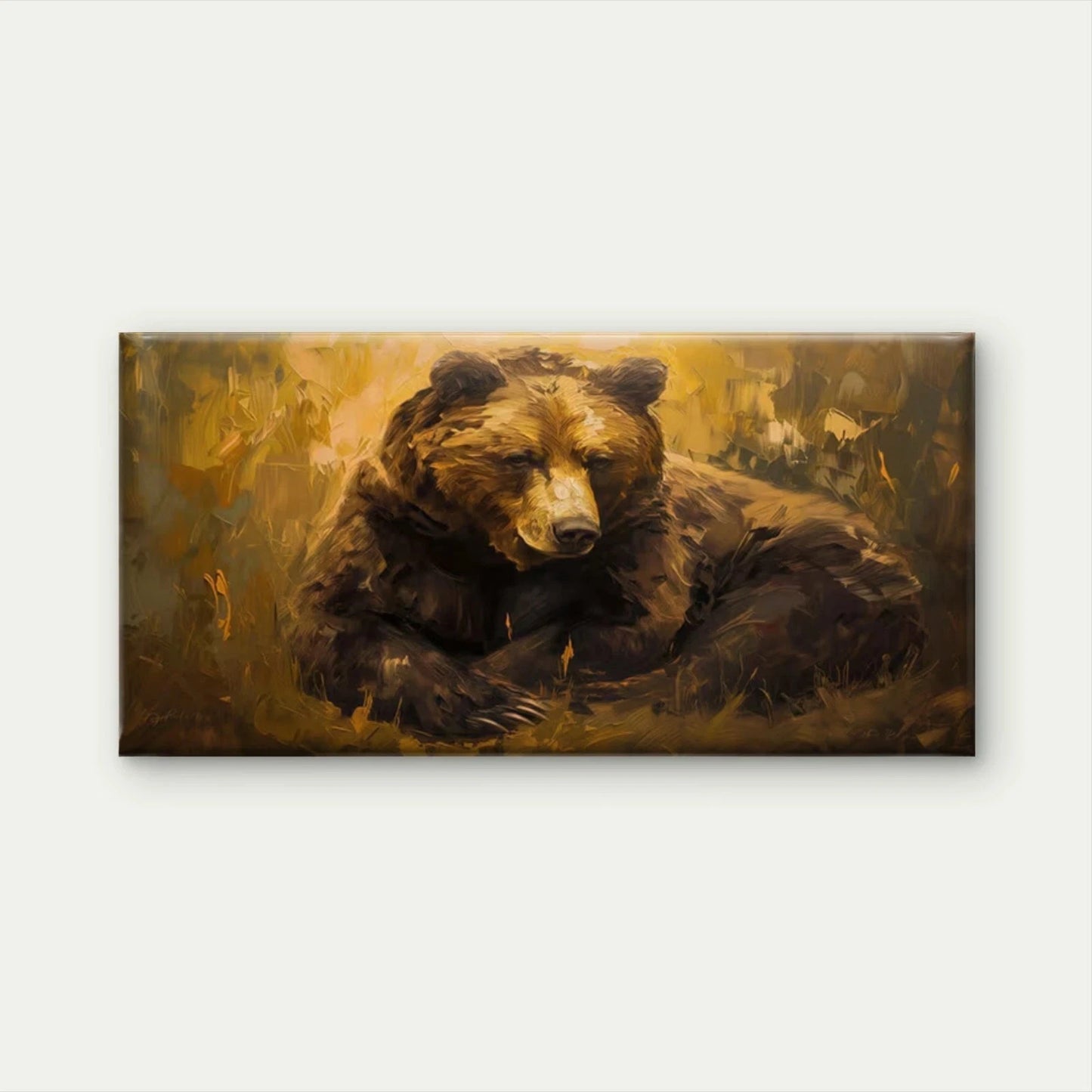 Brown Bear Wildlife Wall Art Canvas Office Home Room Framed 120x60cm