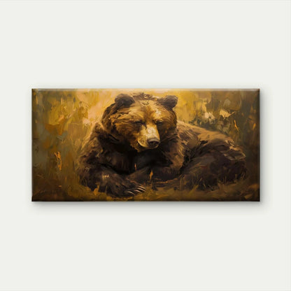 Brown Bear Wildlife Wall Art Canvas Office Home Room Framed 120x60cm