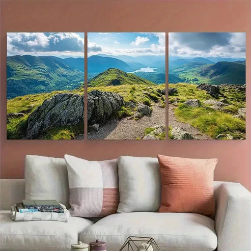 3pcs Cat Bells Cumbria Summit Travel Scene Wall Art Canvas Unframed - High Quality Print 100% Australian Made Wall Canvas - Bella Home Decor