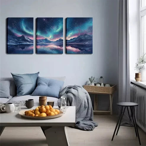 3pcs Oil Painting On Canvas, Arctic Light Wall Art Canvas Unframed - High Quality Print 100% Australian Made Wall Canvas