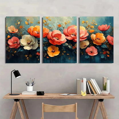 3pcs Colorful Abstract Desert Blooming Flowers Wall Art Set Canvas Framed 60x90cm - High Quality Print 100% Australian Made Wall Canvas Ready to Hang - Bella Home Decor