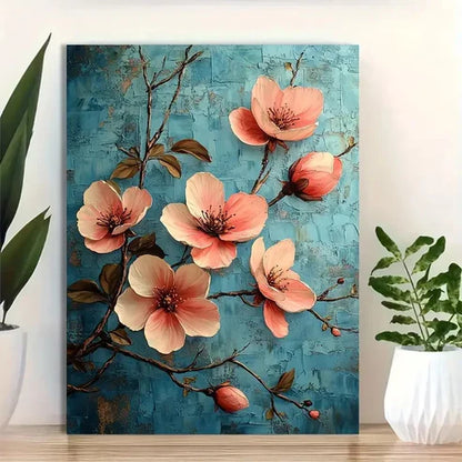 Beautiful Vintage Floral Abstract Painting 60x90cm Metal Print Ready to Hang
