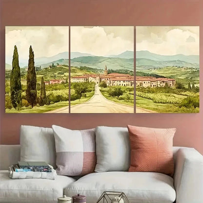 3pcs Vibrant Prato Italy Travel Illustration Metal Print Ready to Hang Art - Bella Home Decor