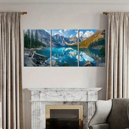 3pcs Mountain Reflection Lake Serenity Landscape Metal Print Ready to Hang Art - Bella Home Decor