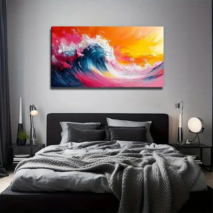Color Wave Suitable Wall Art Canvas Office Home Room Framed 120x60cm