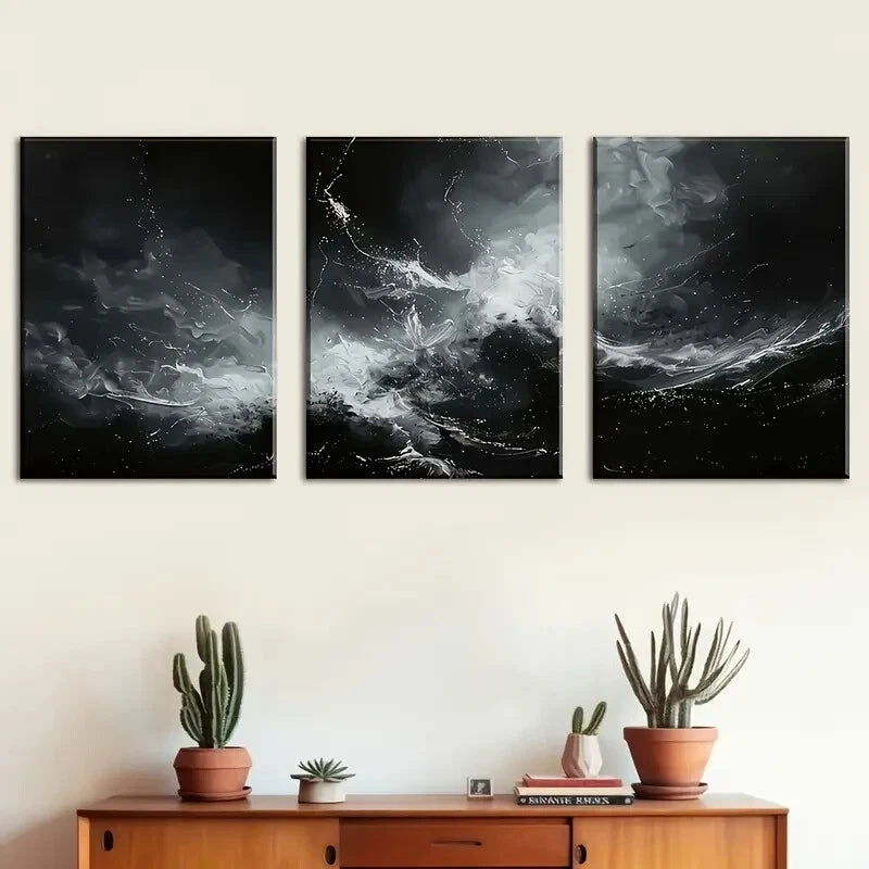 3pcs Abstract Waves And Splashes Perfect Wall Art Set Canvas Framed 60x90cm - High Quality Print 100% Australian Made Wall Canvas Ready to Hang - Bella Home Decor