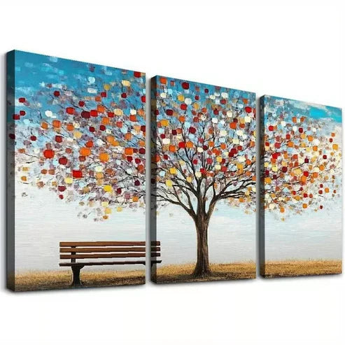 3pcs Decorative Abstract Colorful Tree Art Set Canvas Unframed - High Quality Print 100% Australian Made Wall Canvas