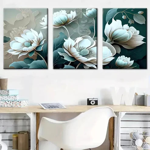3pcs Featuring Abstract Floral Stunning Print Wall Art Canvas Unframed - High Quality Print 100% Australian Made Wall Canvas