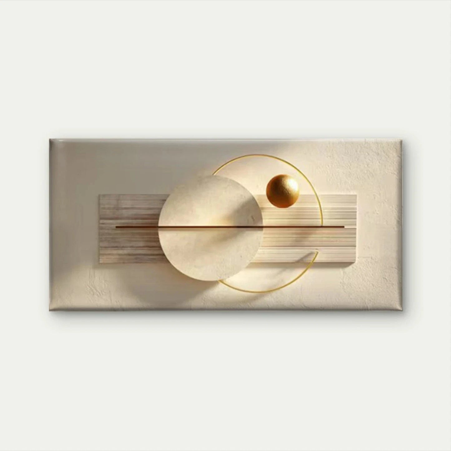 Golden Abstract Geometric Wall Art Canvas Office Home Room Framed 120x60cm