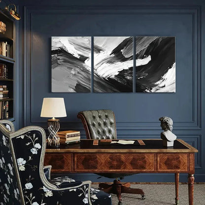 3pcs Abstract Art Monochrome Palette Contemporary Metal Print Ready to Hang Art - Bella Home Decor