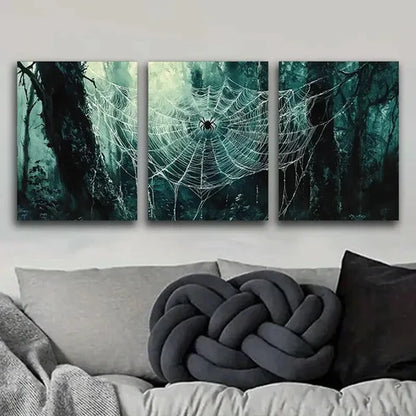 3pcs Spider Webs in Forest Design Dark Perfect Wall Art Set Canvas Unframed - High Quality Print 100% Australian Made Wall Canvas