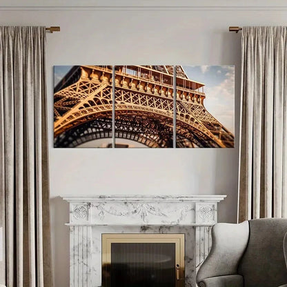 3pcs Eiffel Tower Architectural Marvel Parisian Metal Print Ready to Hang Art - Bella Home Decor