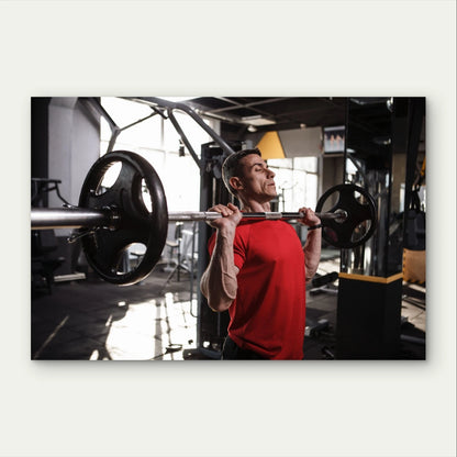 Barbell Overhead Shoulder Press Fitness 5mm Plastic Poster Ready to Hang 90x60cm