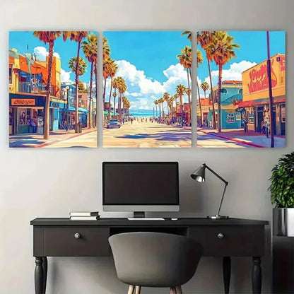 3pcs Venice Beach Décor Los Angeles Wall Art Set Canvas Unframed - High Quality Print 100% Australian Made Wall Canvas