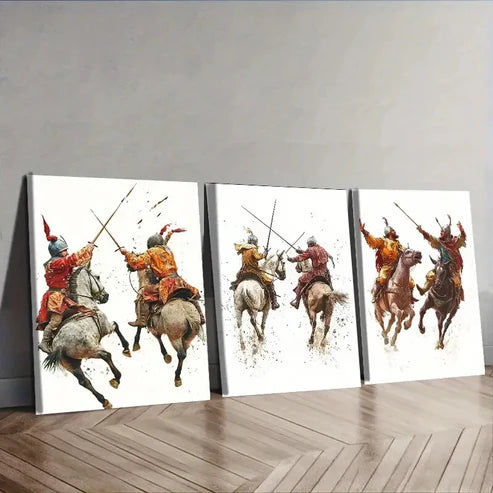3pcs The man on the horse Wall Art Canvas Unframed - High Quality Print 100% Australian Made Wall Canvas