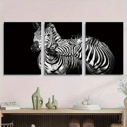 3pcs Black and White Zebra Wildlife Animal Metal Print Ready to Hang Art - Bella Home Decor