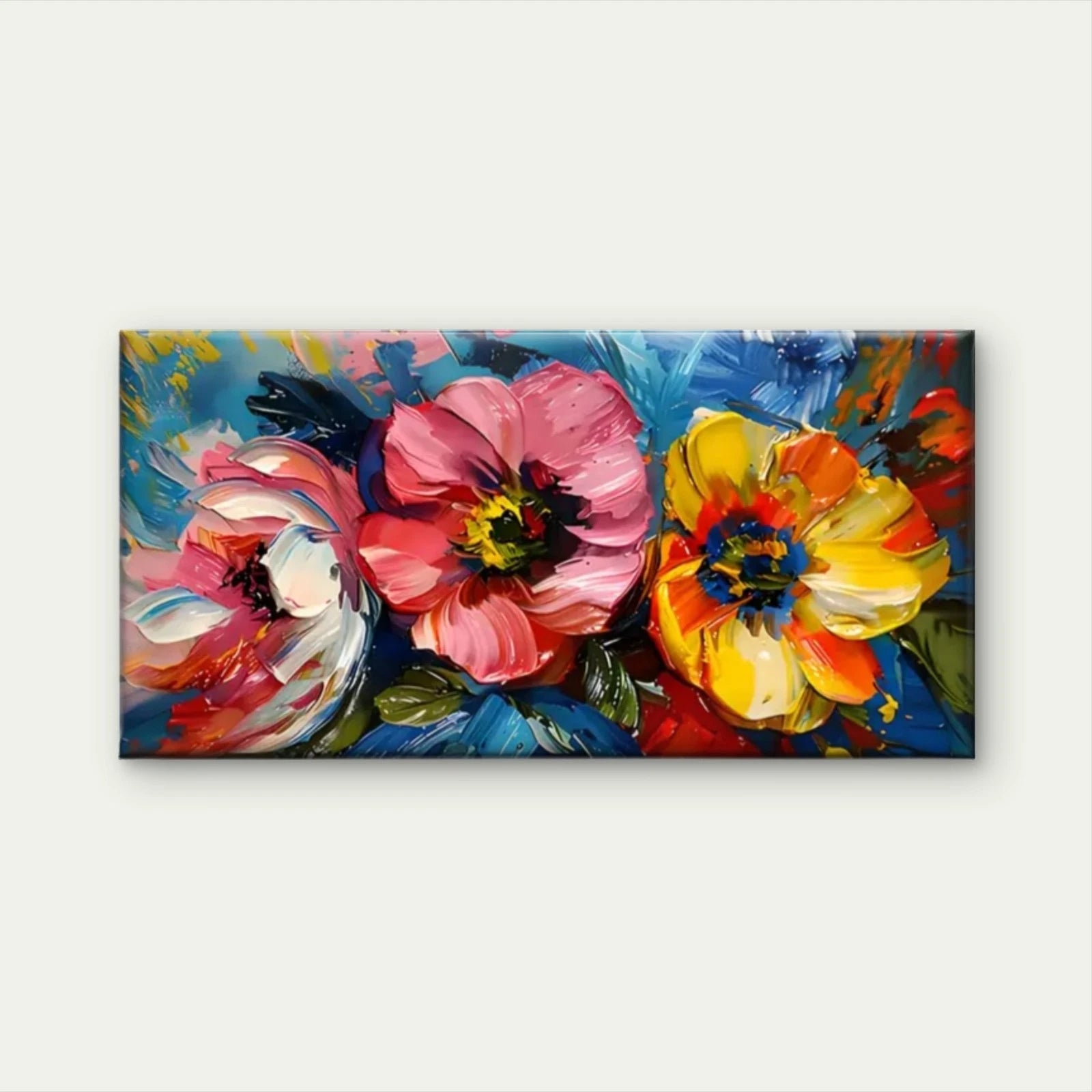 Colorful Flowers Vase Design Wall Art Canvas Office Home Room Framed 120x60cm - Bella Home Decor