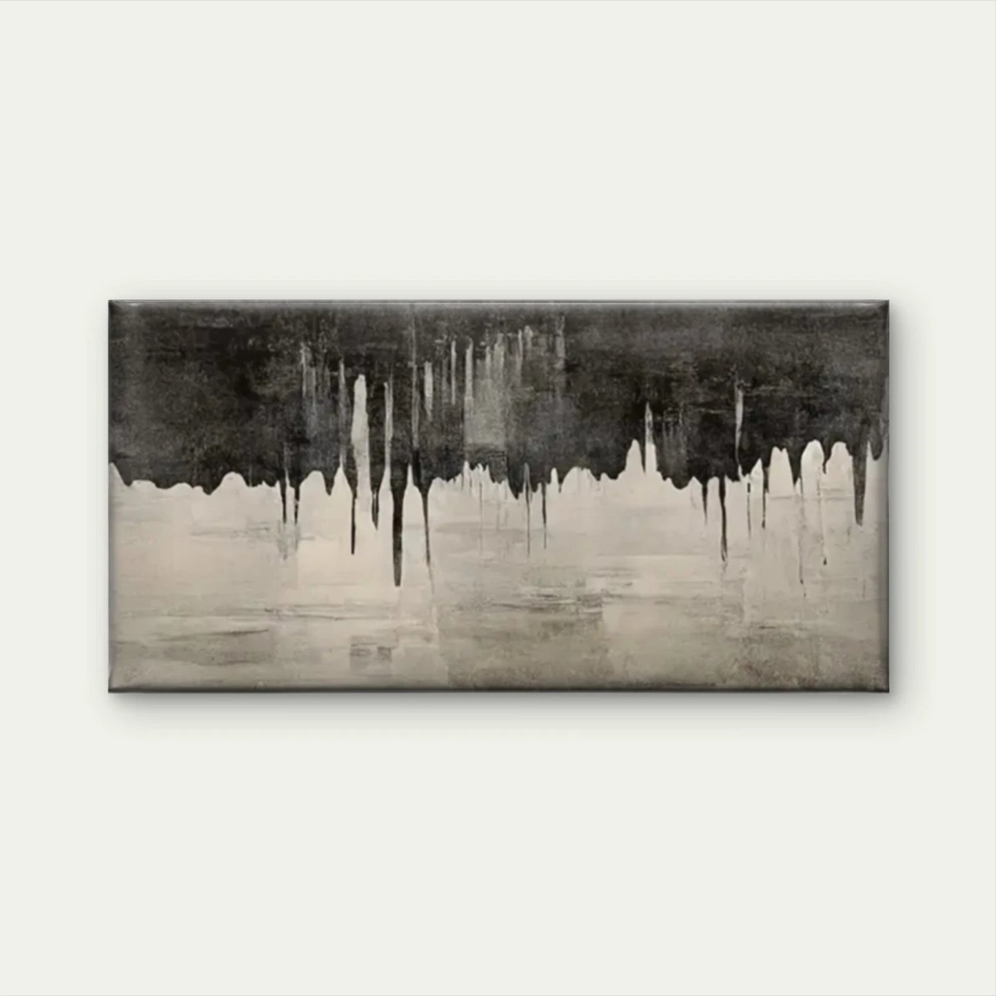 Black White Abstract Painting Wall Art Canvas Office Home Room Framed 120x60cm