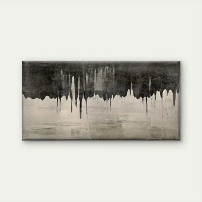 Black White Abstract Painting Wall Art Canvas Office Home Room Framed 120x60cm