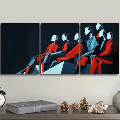 3pcs Abstract Human Figures Action I  Wall Art Set Canvas Framed 50x70cm - High Quality Print 100% Australian Made Wall Canvas Ready to Hang - Bella Home Decor