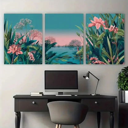3pcs Norfolk Broads National Parks Illustration Wall Art Set Canvas Framed 40x60cm - High Quality Print 100% Australian Made Wall Canvas Ready to Hang