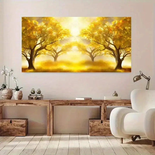 Golden Tree Autumn Forest  wall canvas office home room framed 120x60cm - Bella Home Decor