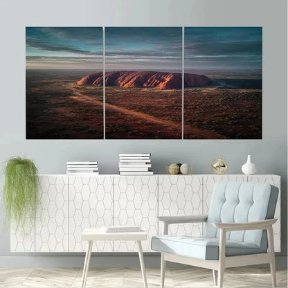 3pcs Uluruales Rock, Australia Travel painting Wall Art Set Canvas Framed 50x70cm - High Quality Print 100% Australian Made Wall Canvas Ready to Hang