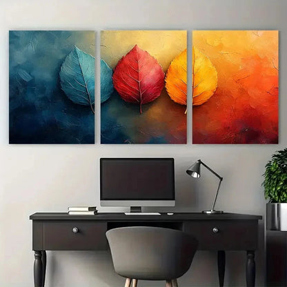 3pcs Abstract Floral Leaf Nature Illustration Metal Print Ready to Hang Art - Bella Home Decor