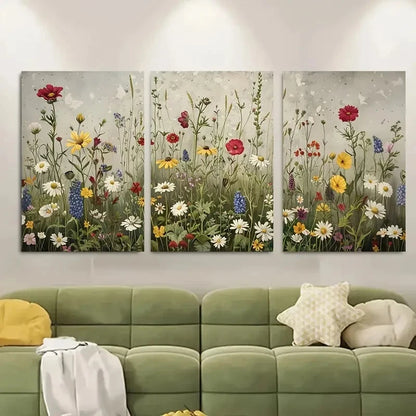 3pcs Colorful Country Meadow Gardenscape Metal Print Ready to Hang Art - Bella Home Decor