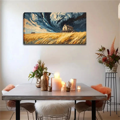 Abstract Black Clouds Over Wall Art Canvas Office Home Room Framed 120x60cm - Bella Home Decor