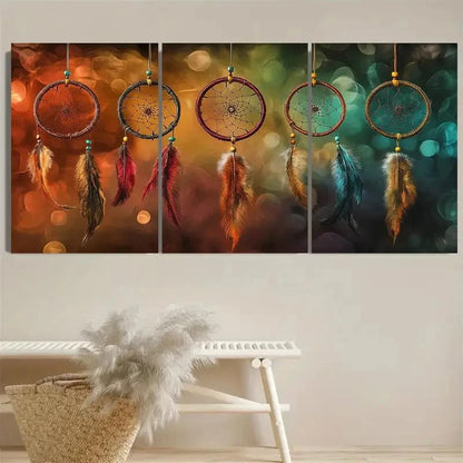 3pcs Featuring Dreamcatchers Wall Art Set Canvas Framed 40x60cm - High Quality Print 100% Australian Made Wall Canvas Ready to Hang