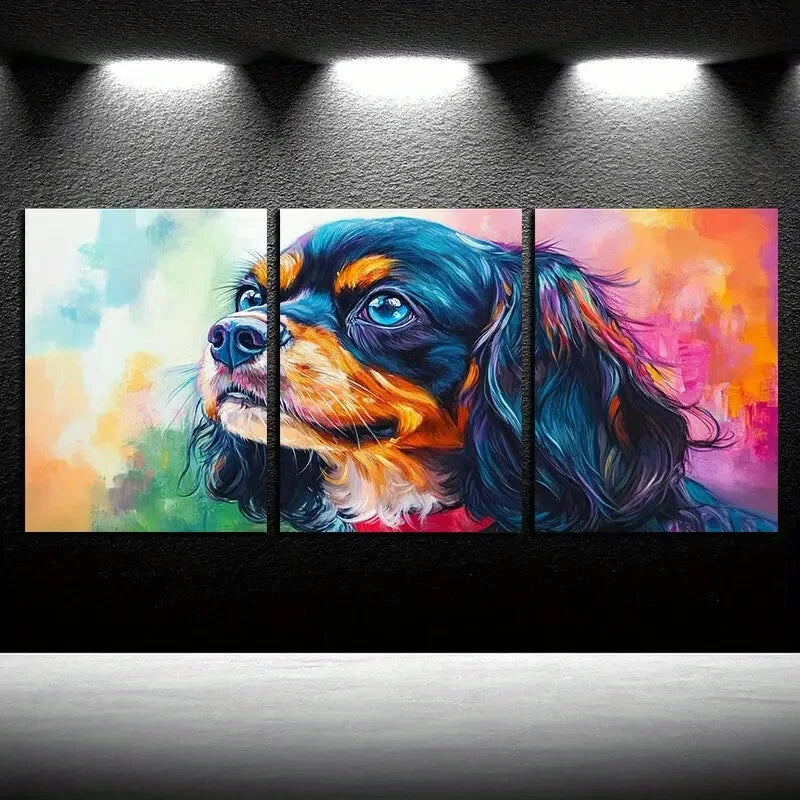 3pcs Colorful Dog Closeup Illustration Metal Print Ready to Hang Art - Bella Home Decor