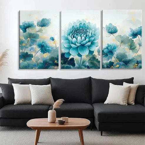 3pcs Lotus Soft Hues and Lush Greenery Wall Art Canvas Unframed - High Quality Print 100% Australian Made Wall Canvas
