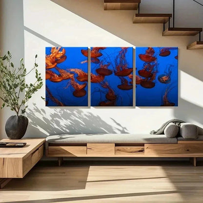 3pcs Sea Life Jellyfish Art Painting Wall Art Set Canvas Framed 60x90cm - High Quality Print 100% Australian Made Wall Canvas Ready to Hang
