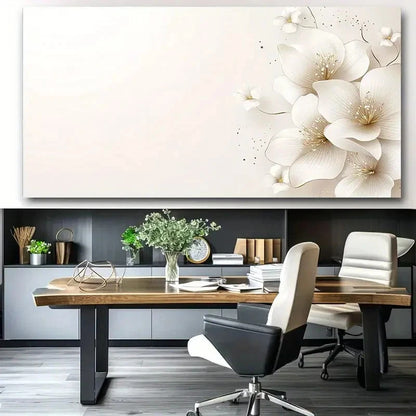 Soft White Flowers On Light Wall Art Canvas Office Home Room Framed 120x60cm